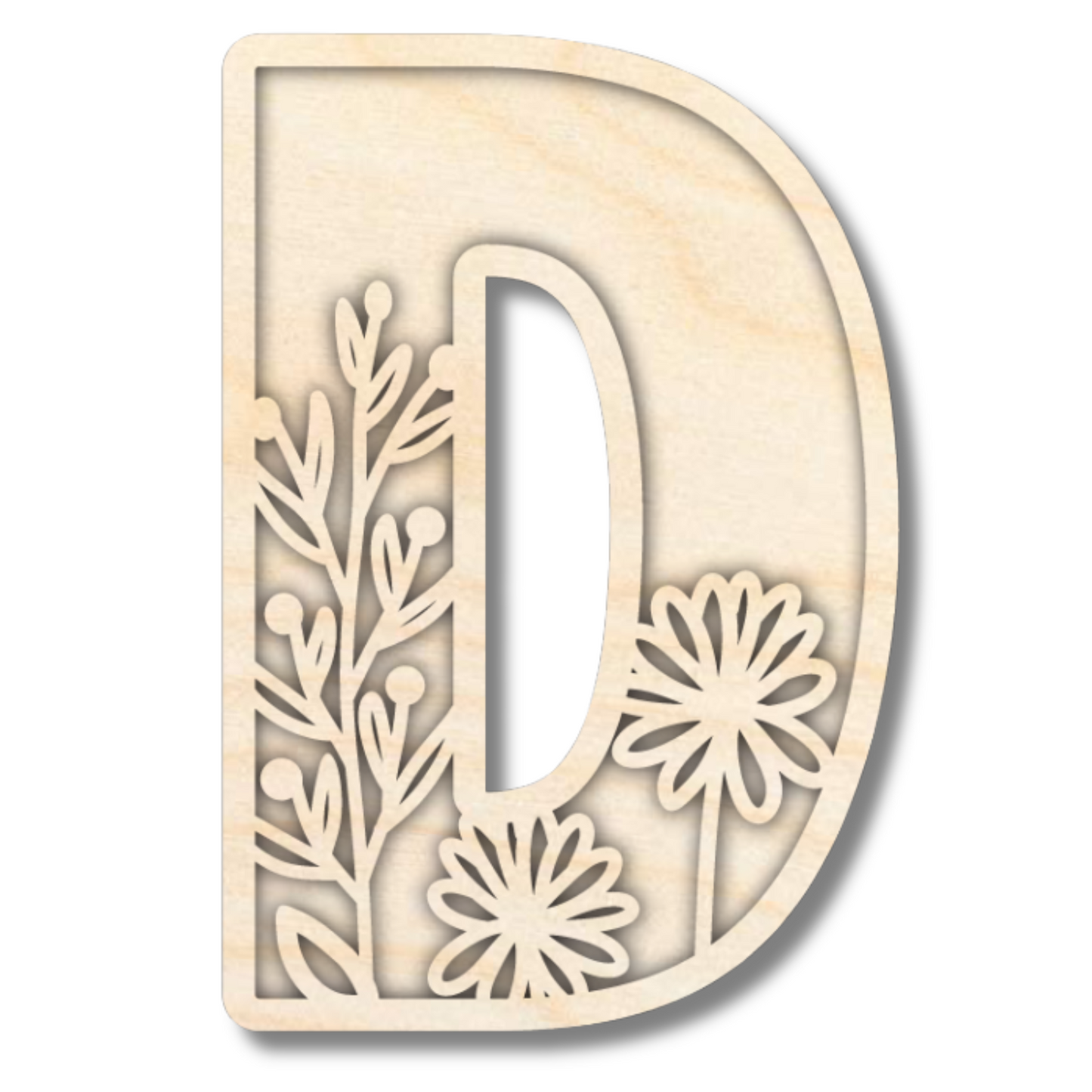 Unfinished Wood Layered Themed Letters | Wild Flowers | A-Z | 2 Piece | up to 24"