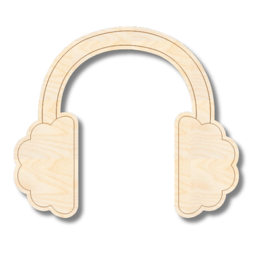 Unfinished Wood Etched Earmuffs Shape | Paint By Line Crafts | up to 30" DIY