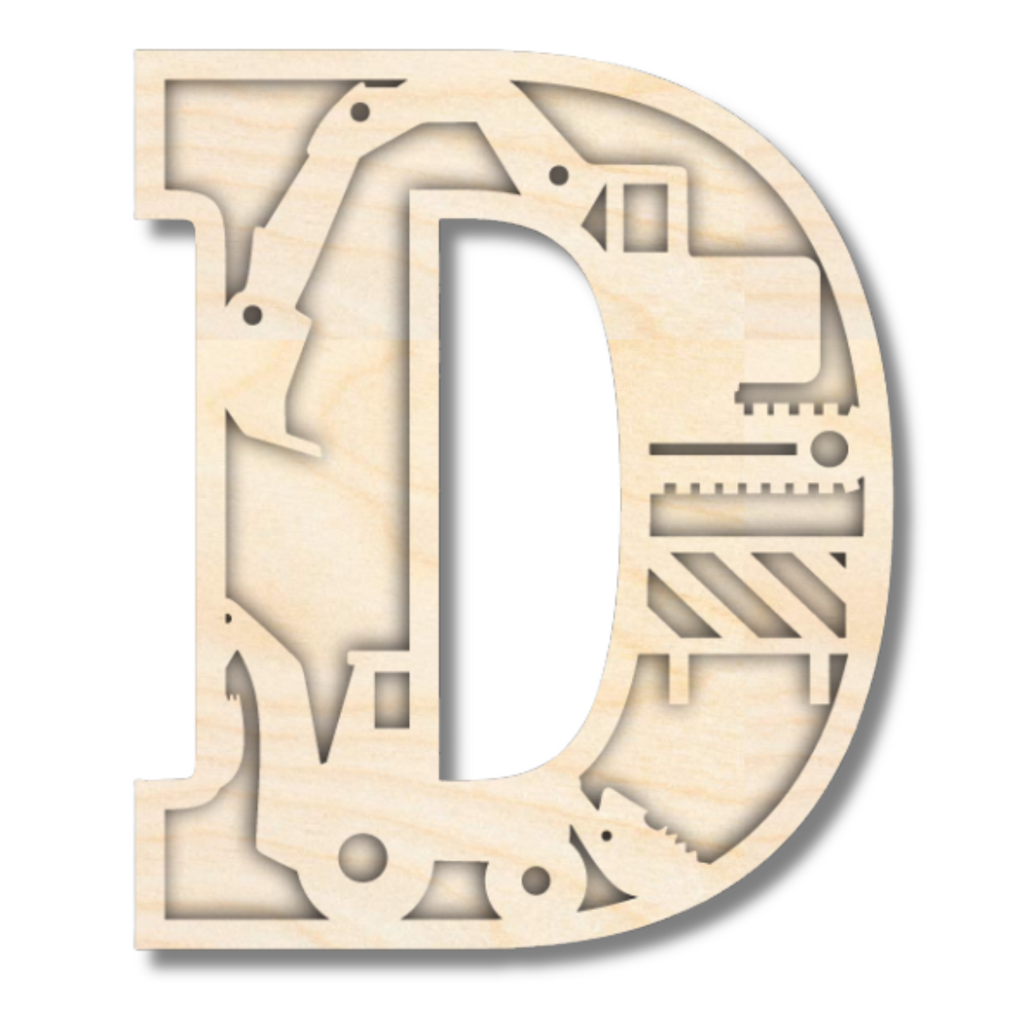 Unfinished Wood Layered Themed Letters | Construction | A-Z | 2 Piece | up to 24"