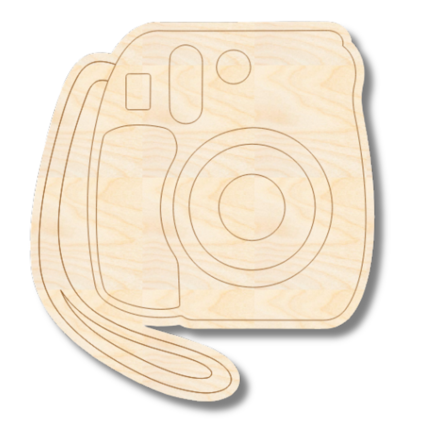 Unfinished Wood Etched Instant Camera Shape | Paint By Line Crafts | up to 30" DIY
