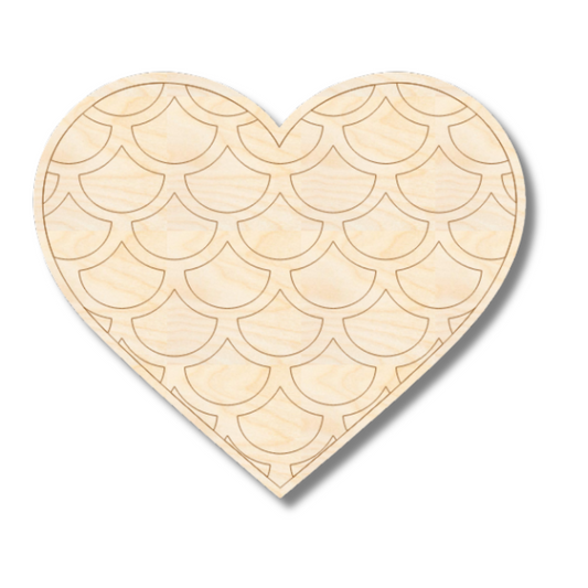 Unfinished Wood Etched Mermaid Heart Shape | Paint By Line Crafts | up to 30" DIY