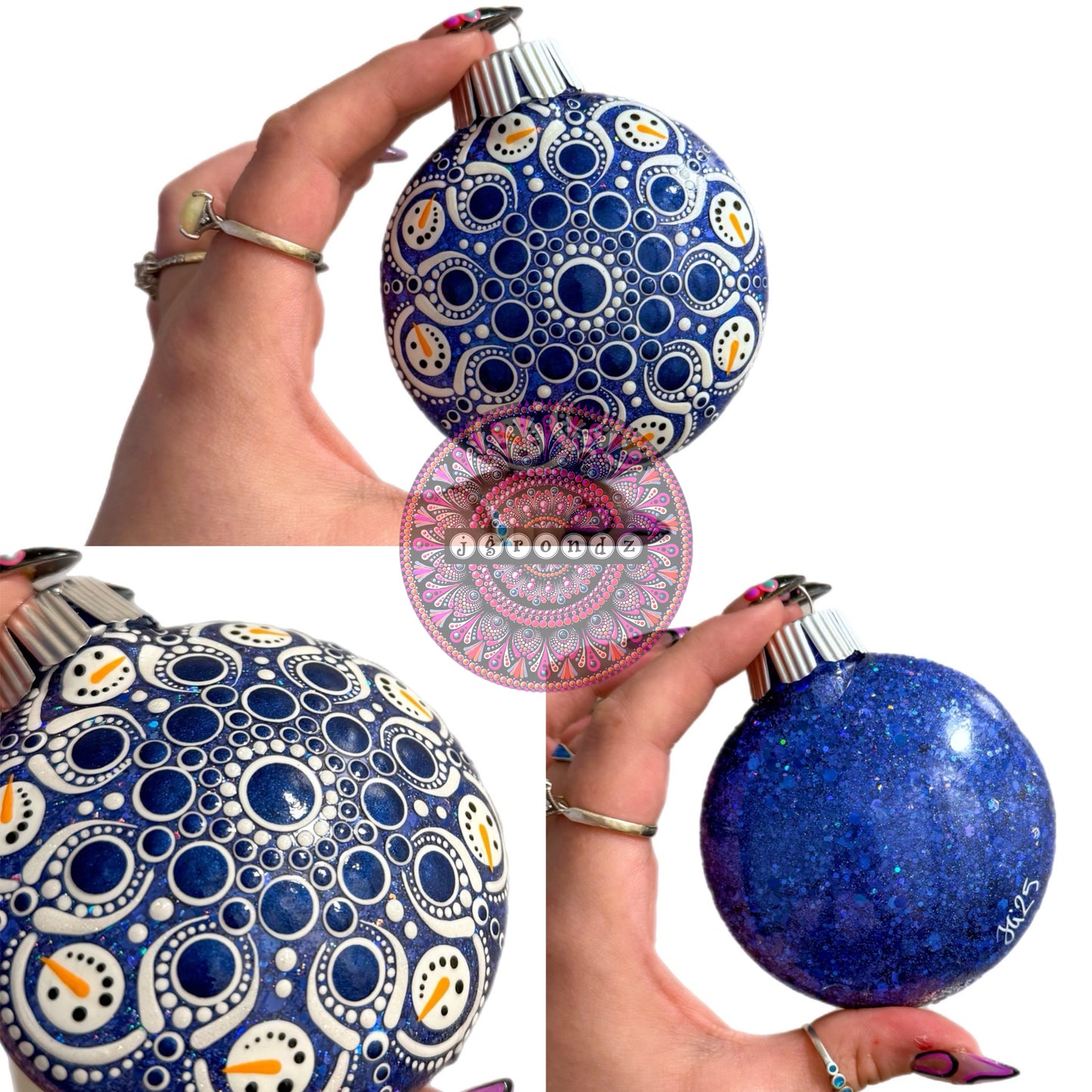 3” Snowman Mandala Glitter Ornament