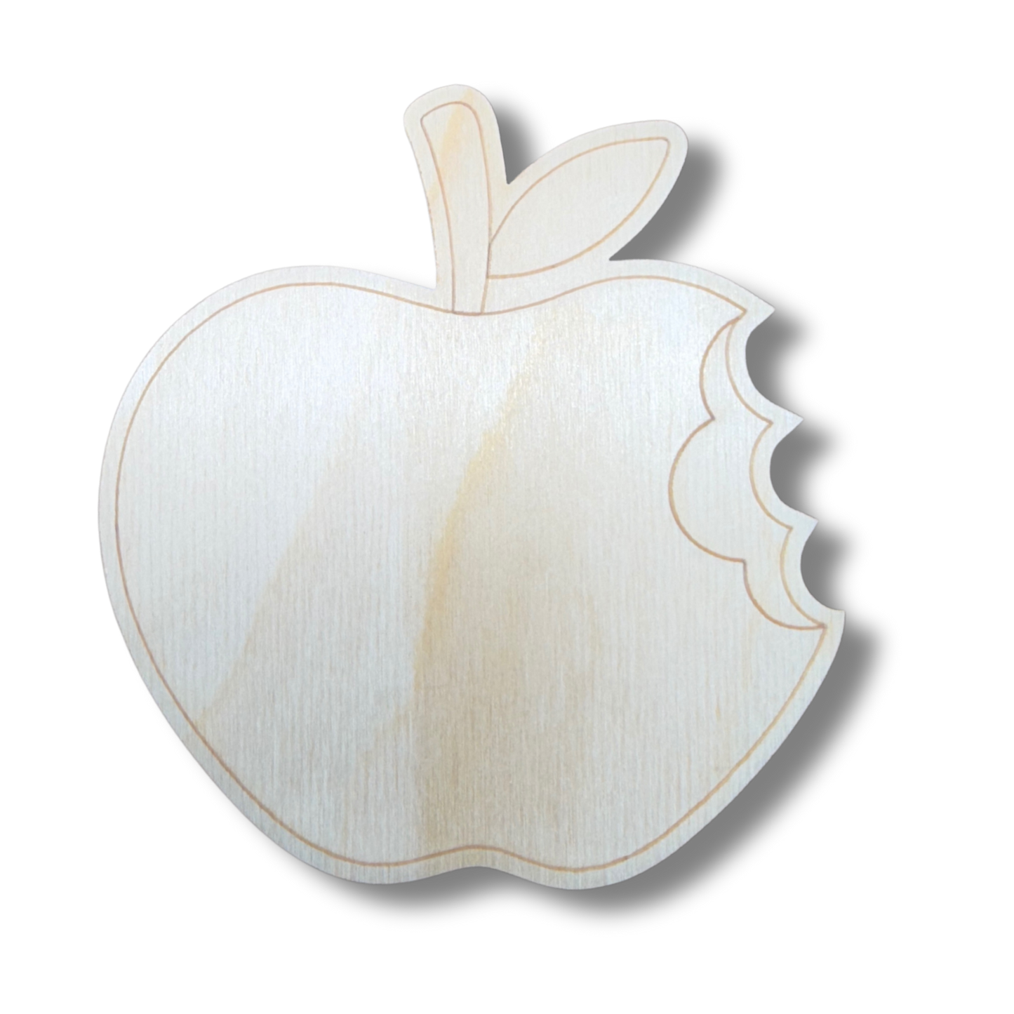 Unfinished Wood Etched Bitten Apple  Shape | Paint By Line Crafts | up to 30" DIY