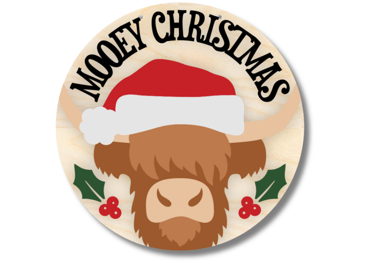 Unfinished Wood Mooey Christmas Door Sign Kit | Wood Craft Cutouts | 1/4" Thick |