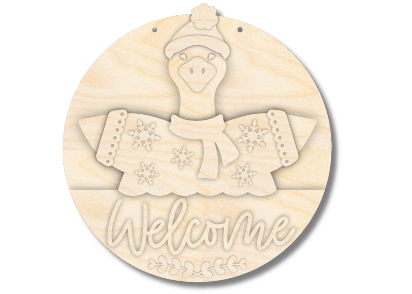 Unfinished Wood Welcome Goose Door Sign Kit | Wood Craft Cutouts | 1/4" Thick |