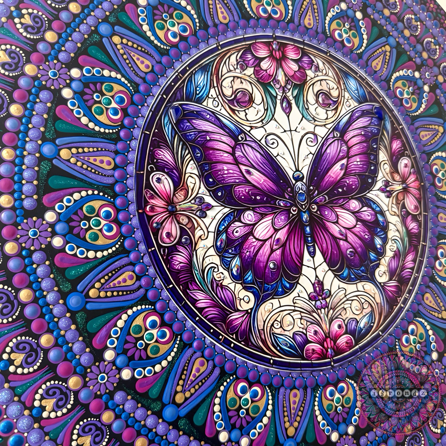 16” Butterfly Mandala Painting