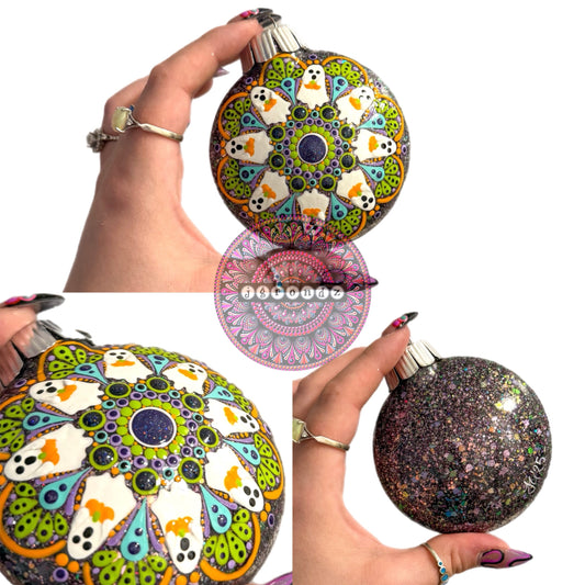 3” Halloween Mandala Glitter Ornament