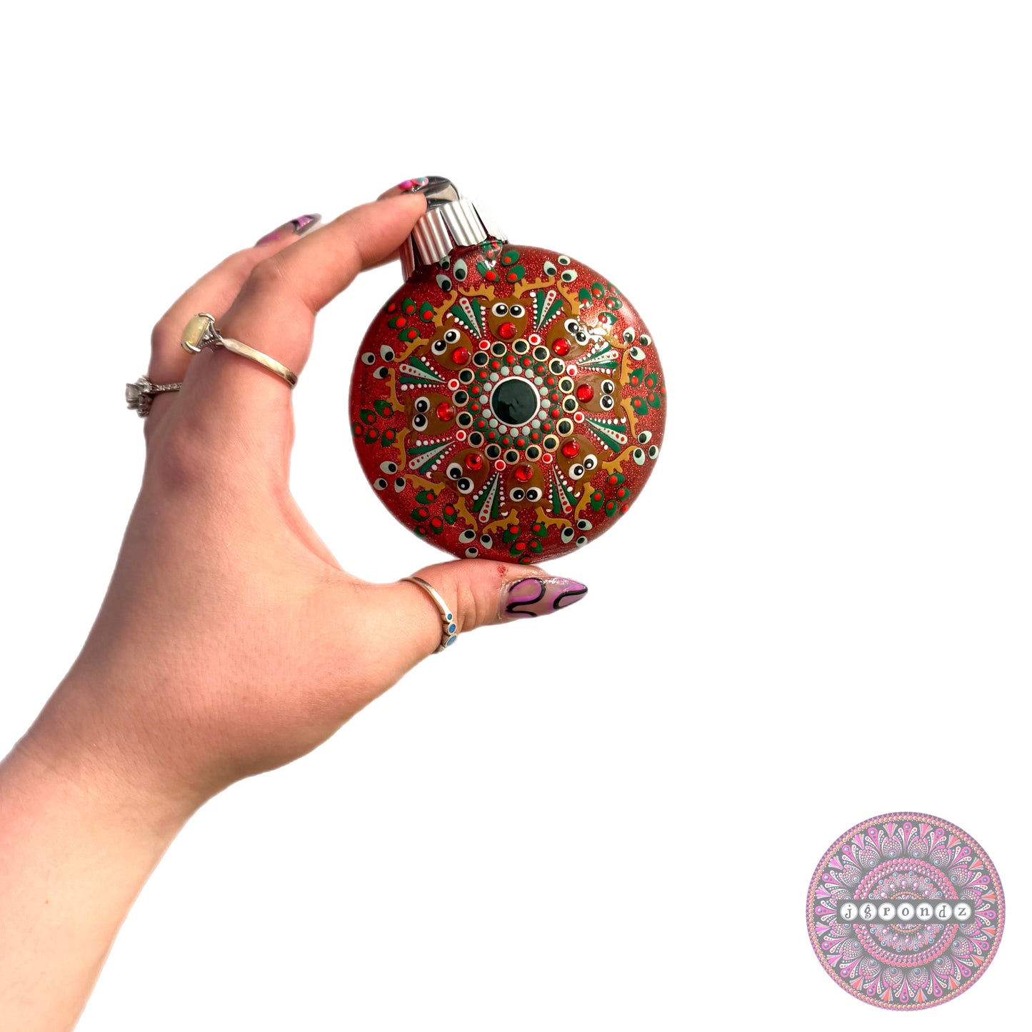 3” Rudolph Mandala Glitter Ornament