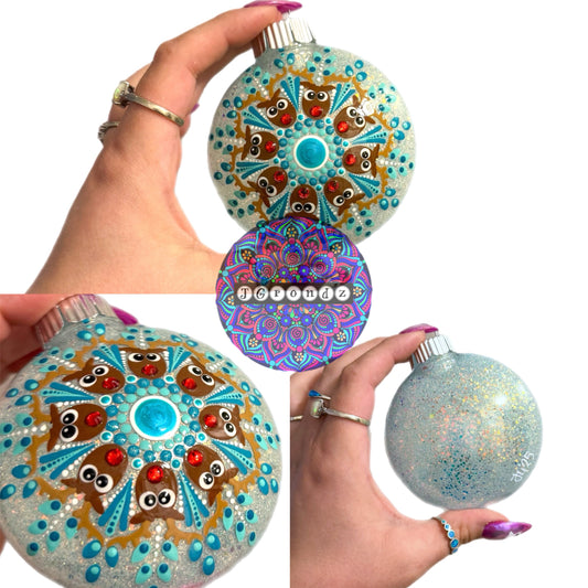 3” Rudolph Mandala Glitter Ornament