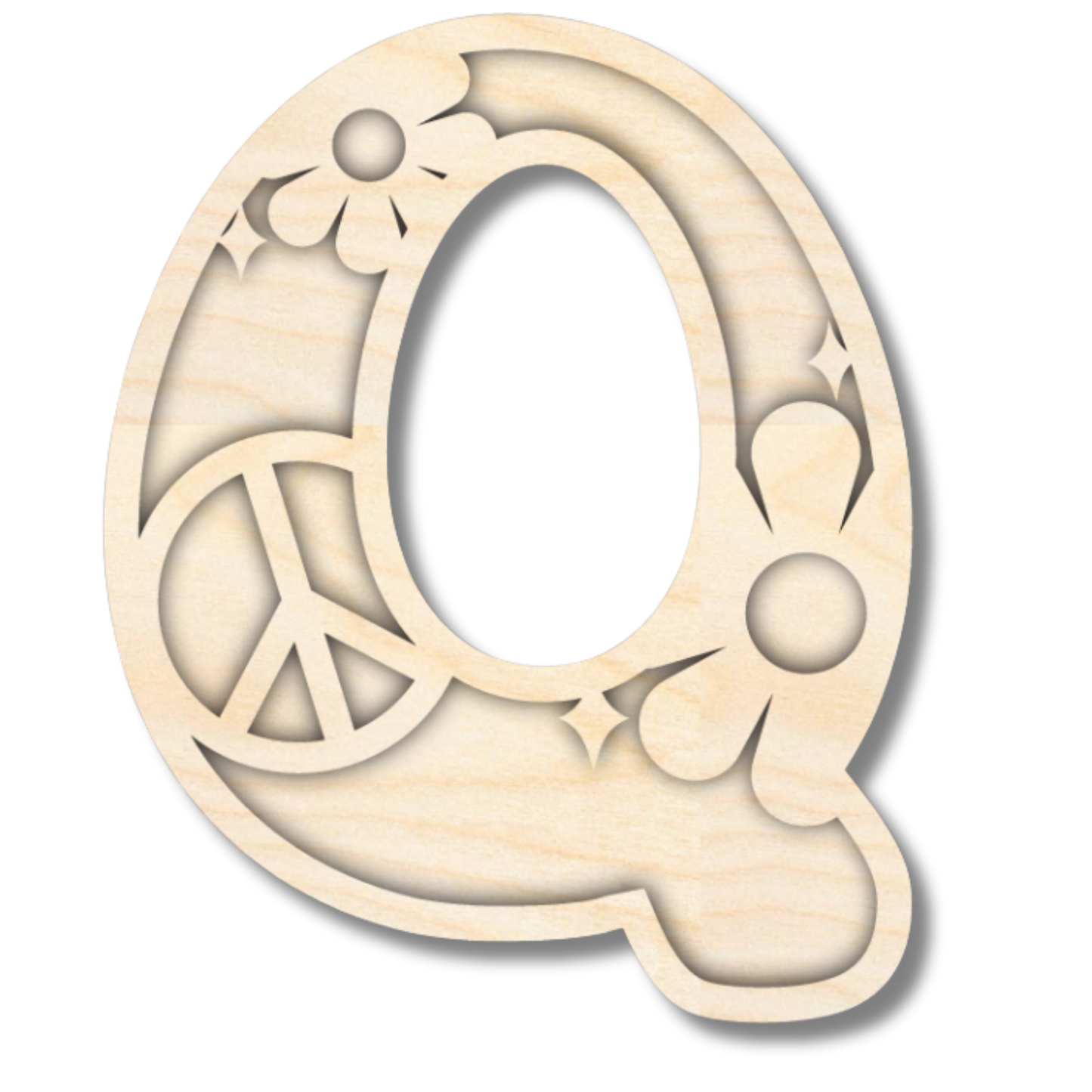 Unfinished Wood Layered Themed Letters | Groovy | A-Z | 2 Piece | up to 24"