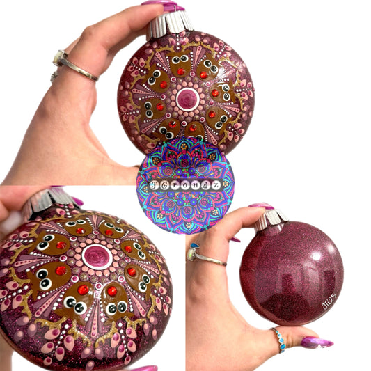 3” Rudolph Mandala Glitter Ornament