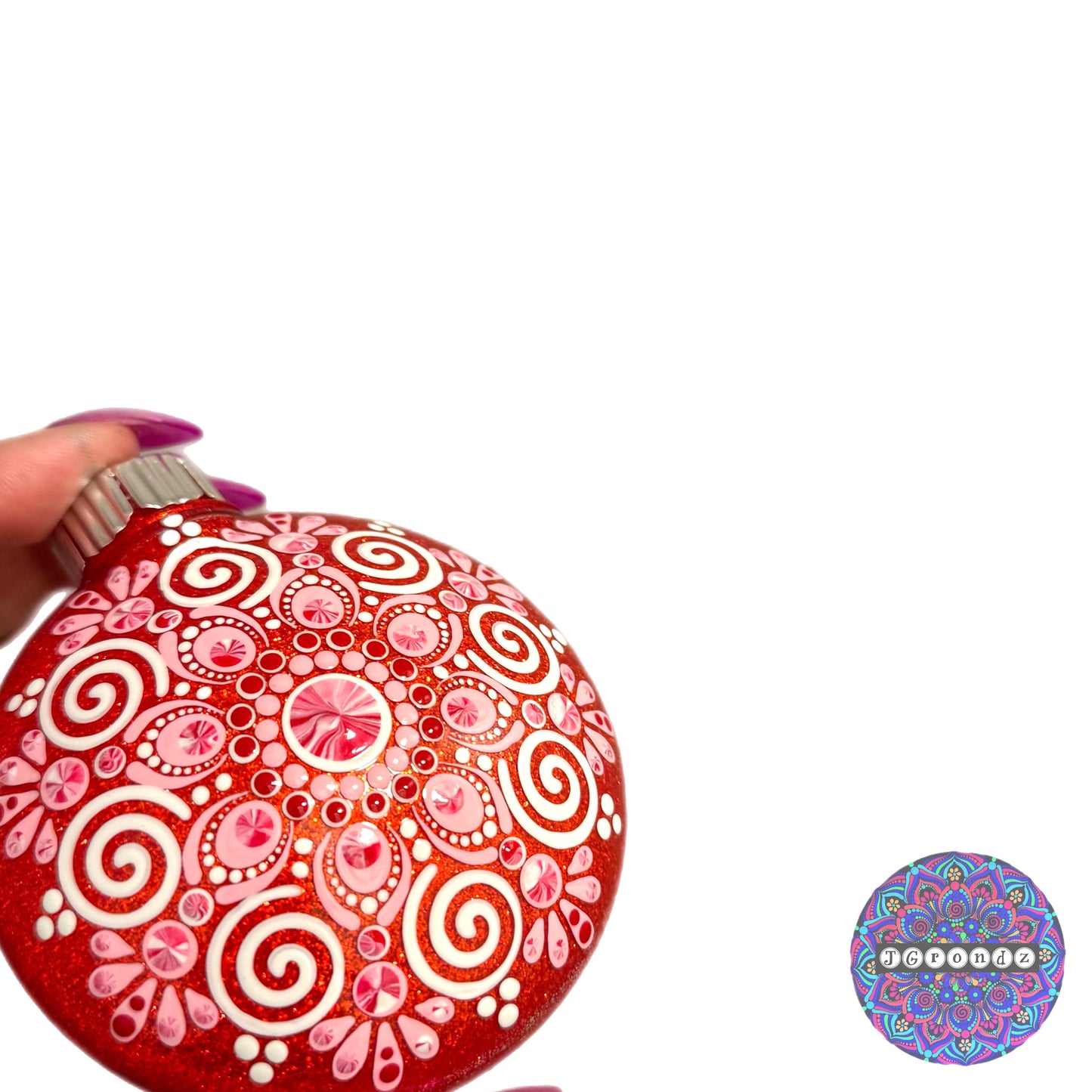 3” Peppermint Mandala Glitter Ornament