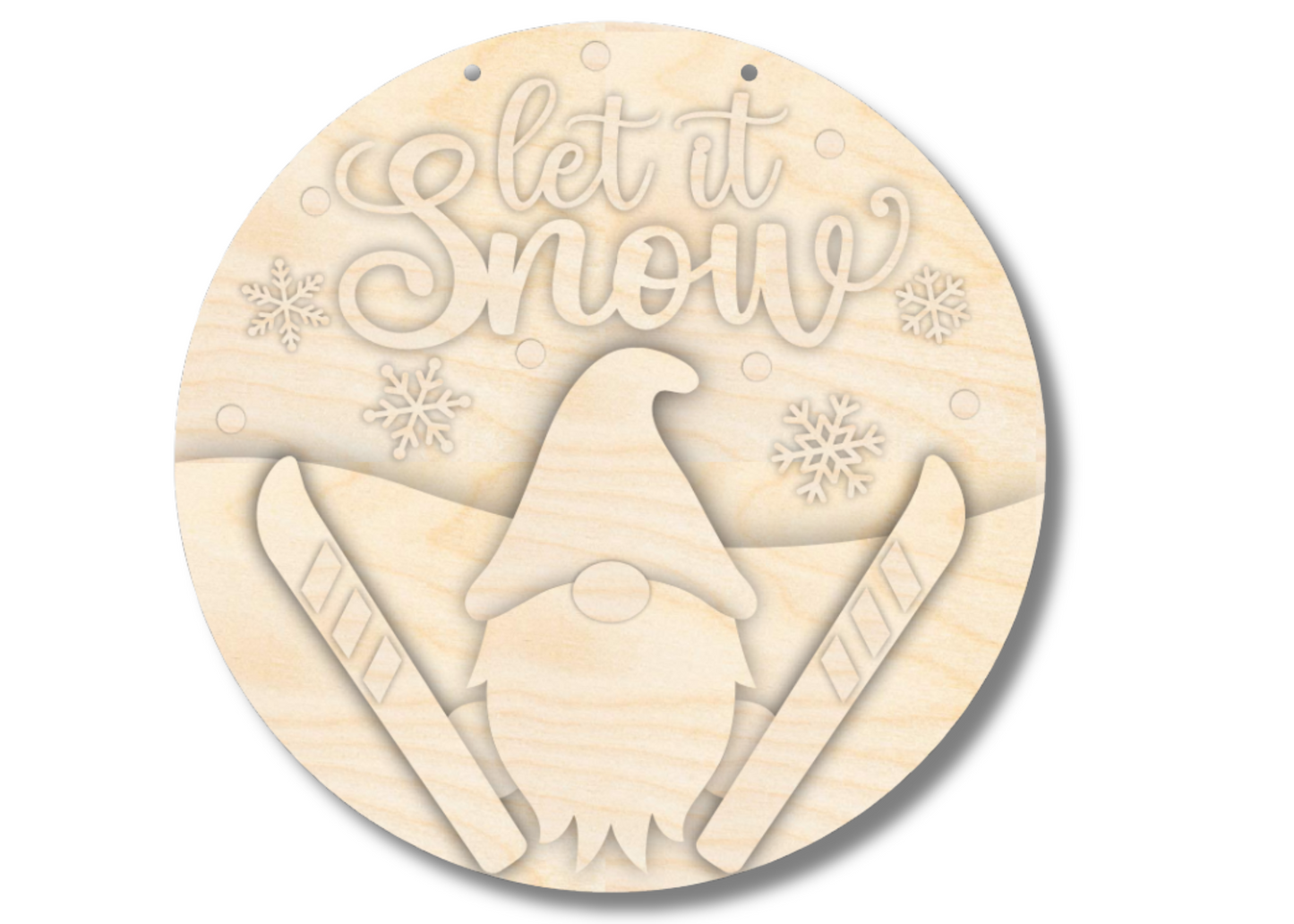 Unfinished Wood Let It Snow Gnome Door Sign Kit | Wood Craft Cutouts | 1/4" Thick |