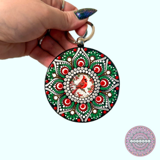 Cardinal Mandala Purse Pendant 3”