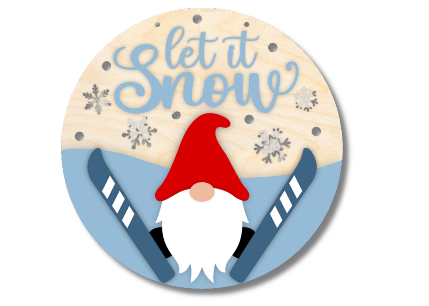 Unfinished Wood Let It Snow Gnome Door Sign Kit | Wood Craft Cutouts | 1/4" Thick |