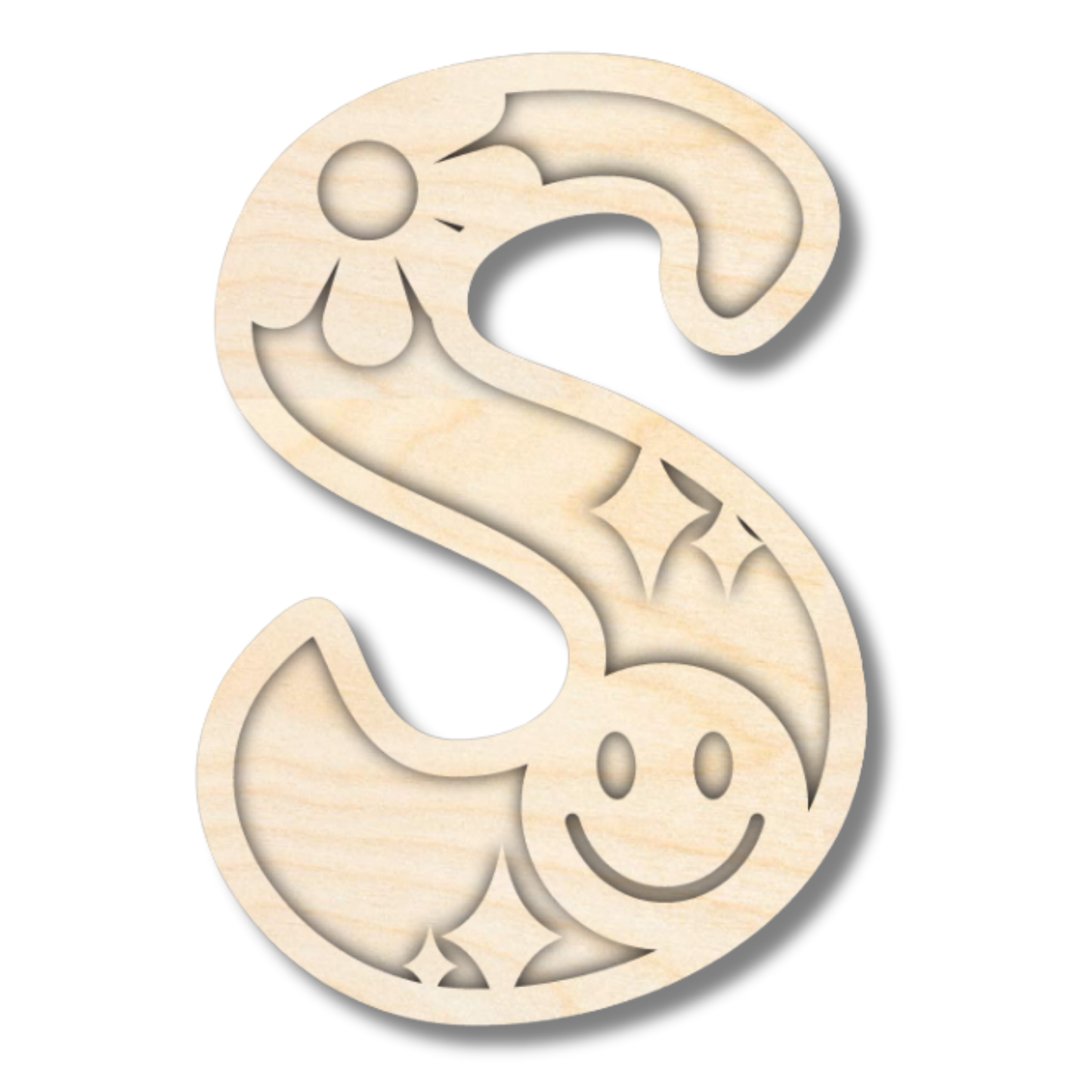 Unfinished Wood Layered Themed Letters | Groovy | A-Z | 2 Piece | up to 24"