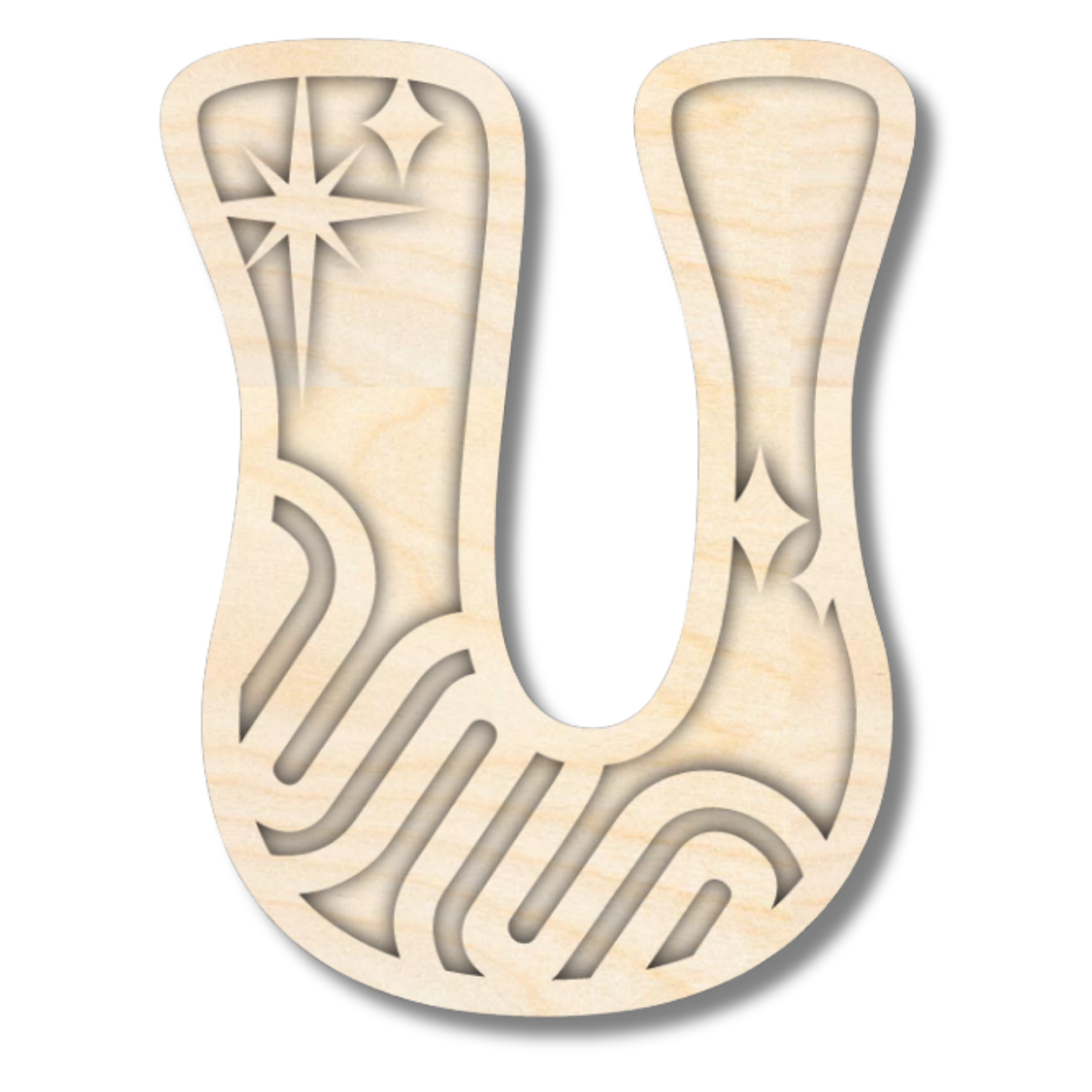 Unfinished Wood Layered Themed Letters | Groovy | A-Z | 2 Piece | up to 24"