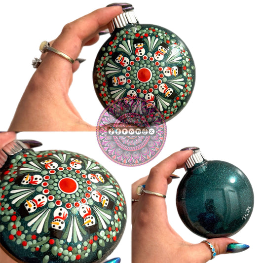3” Snowman Mandala Glitter Ornament