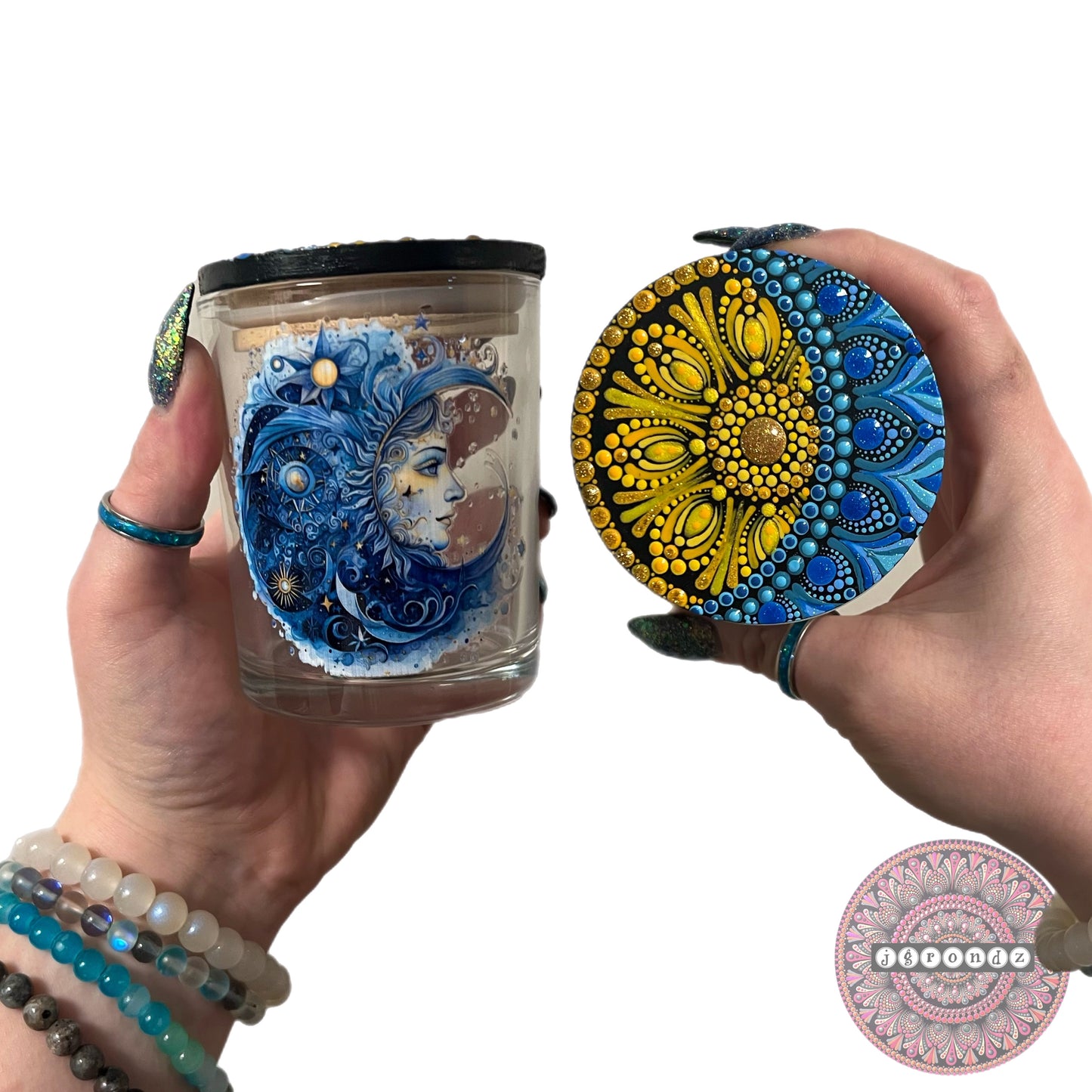 Sun and Moon Mandala Stash Jar