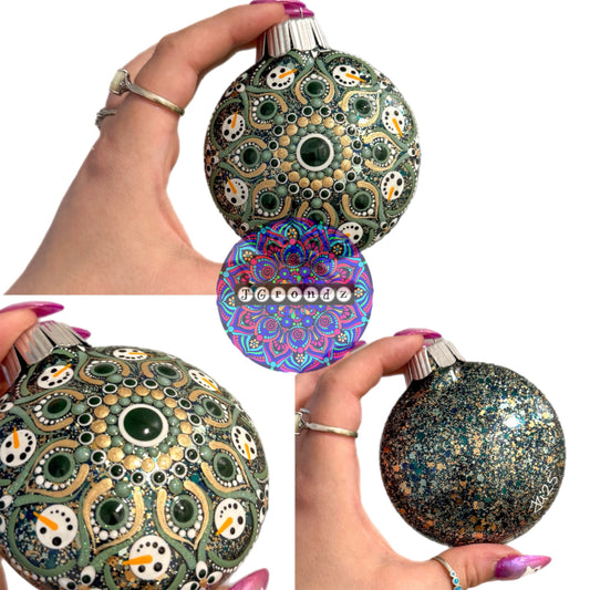 3” Snowman Mandala Glitter Ornament