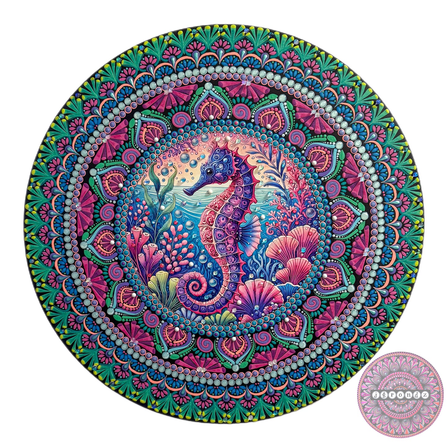 16” Sea Horse Mandala Painting