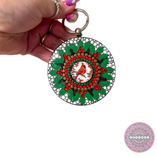 Cardinal Mandala Purse Pendant 3”