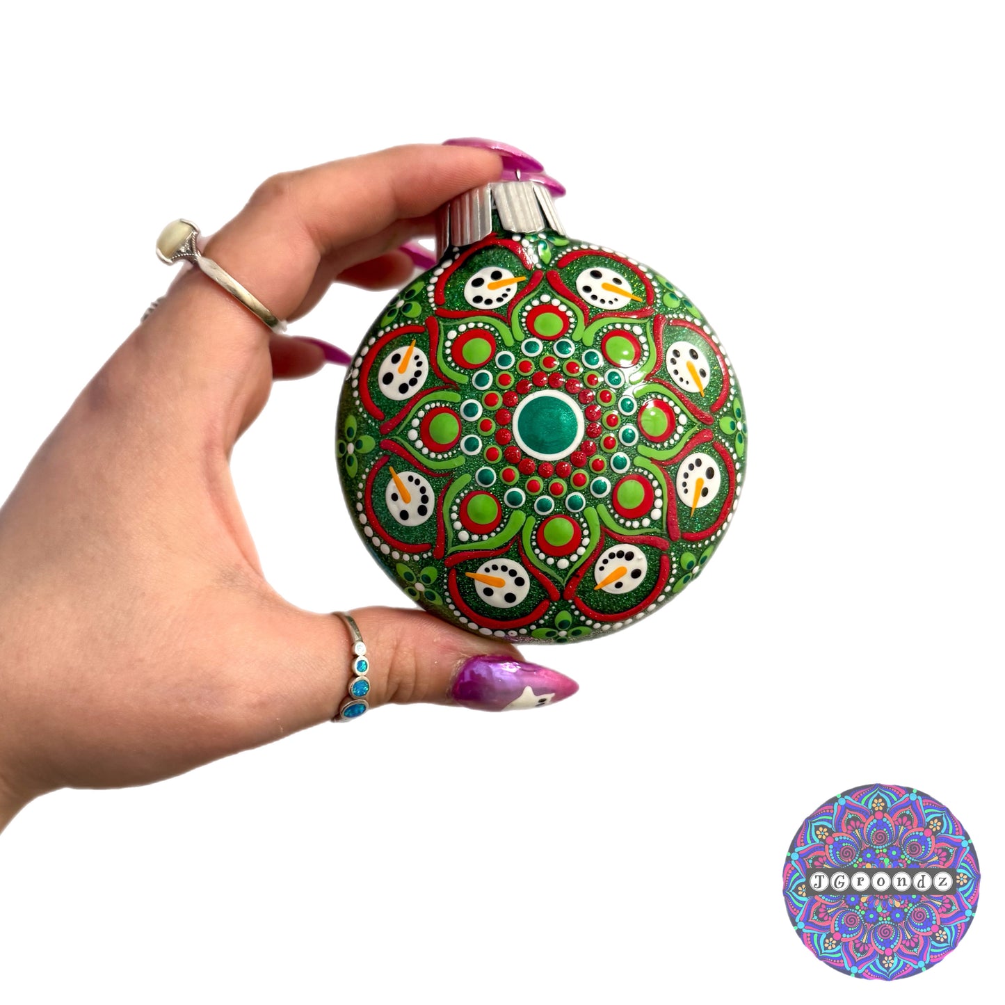 3” Snowman Mandala Glitter Ornament