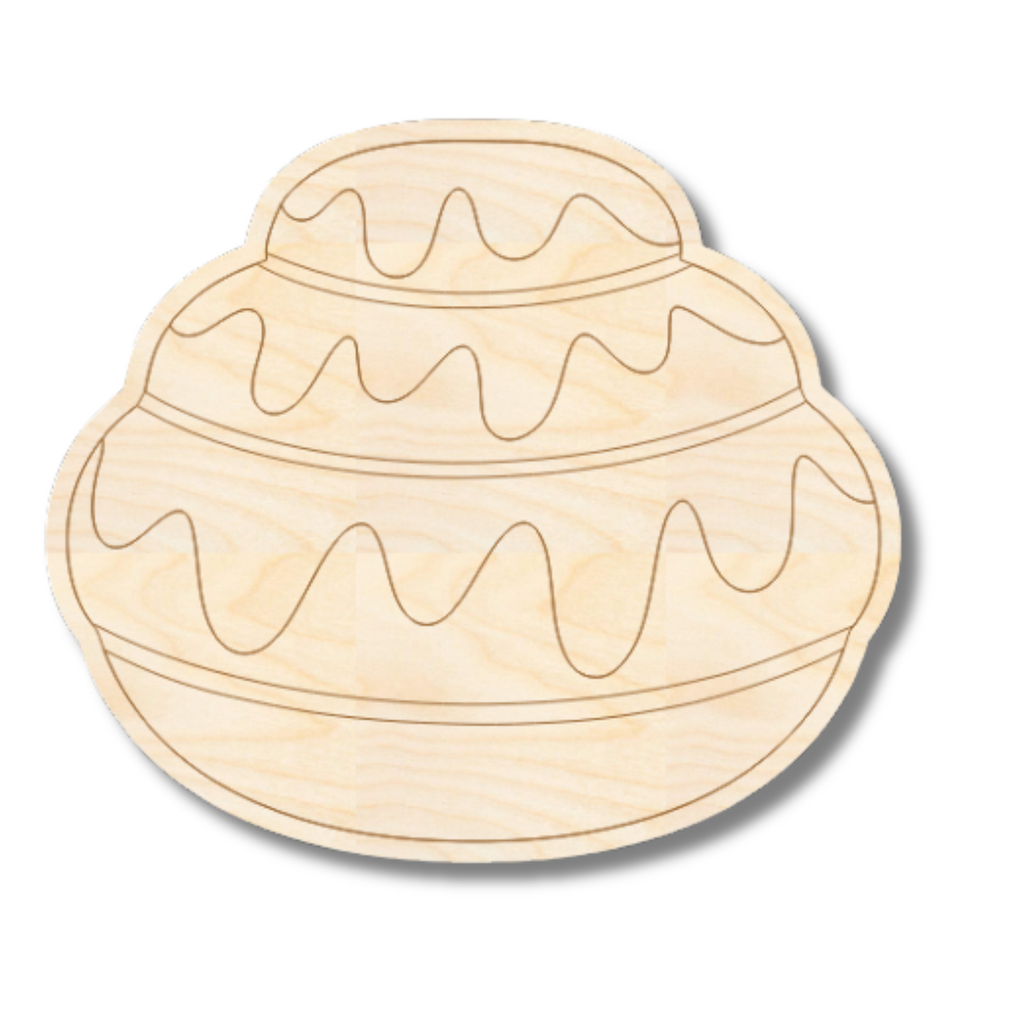 Unfinished Wood Etched Cinnnamon Bun Shape | Paint By Line Crafts | up to 30" DIY