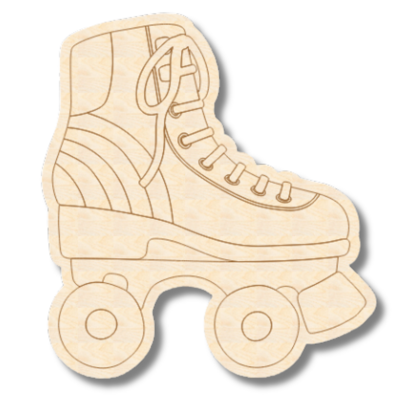 Unfinished Wood Etched Roller Skate Shape | Paint By Line Crafts | up to 30" DIY