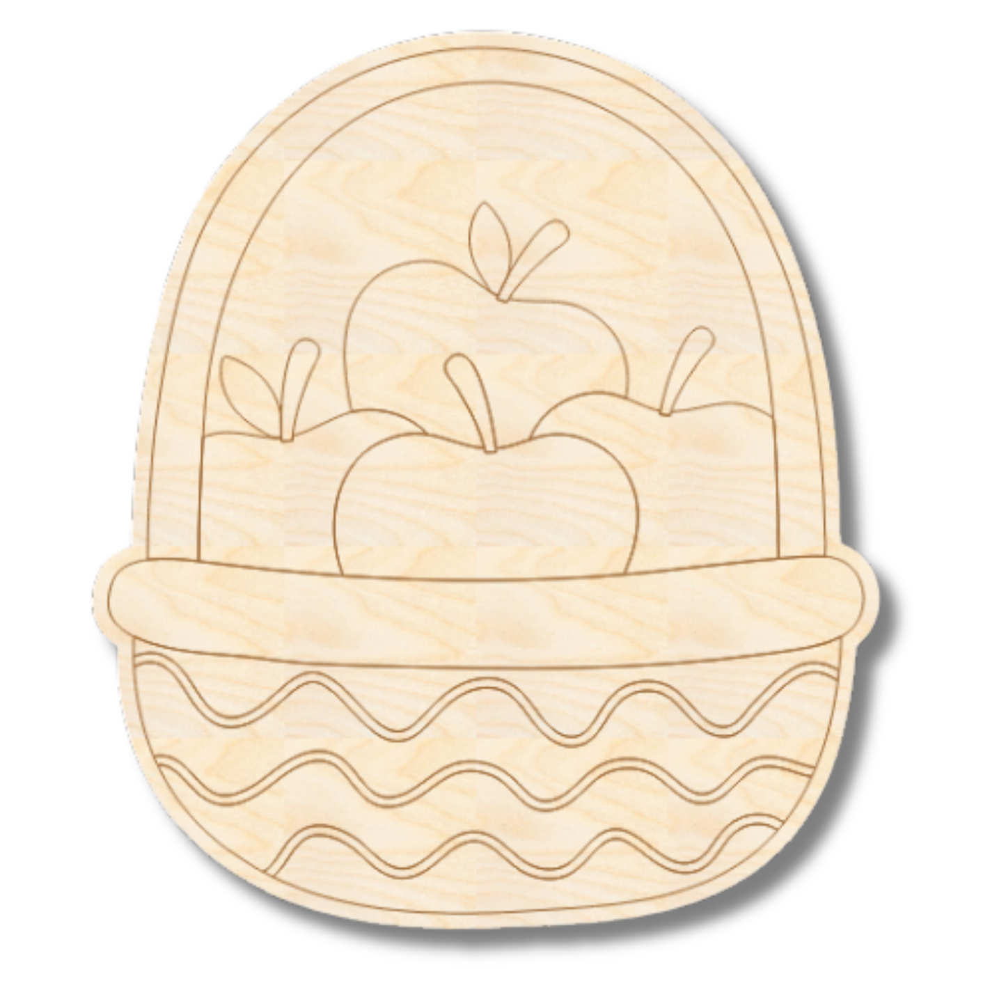 Unfinished Wood Etched Basket of Apples Shape | Paint By Line Crafts | up to 30" DIY