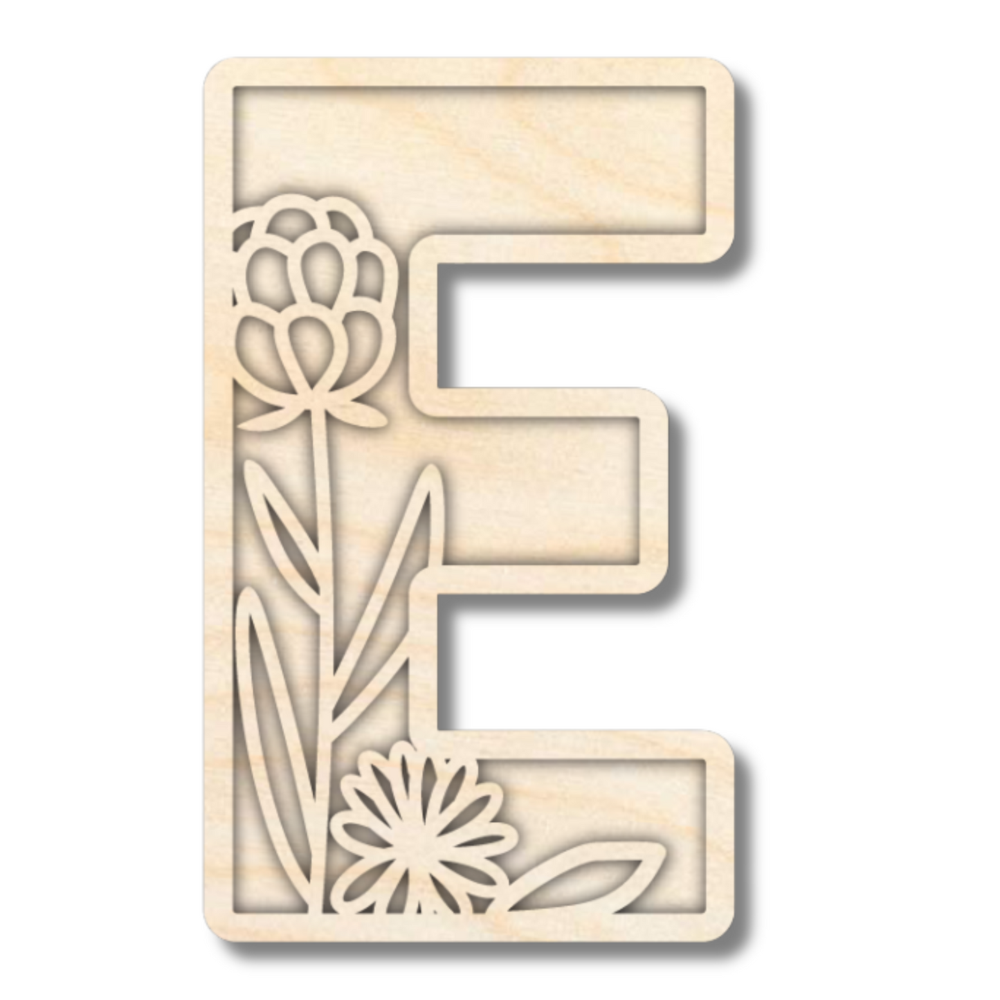 Unfinished Wood Layered Themed Letters | Wild Flowers | A-Z | 2 Piece | up to 24"