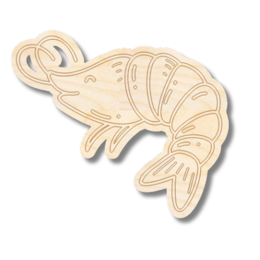 Unfinished Wood Etched Shrimp Shape | Paint By Line Crafts | up to 30" DIY
