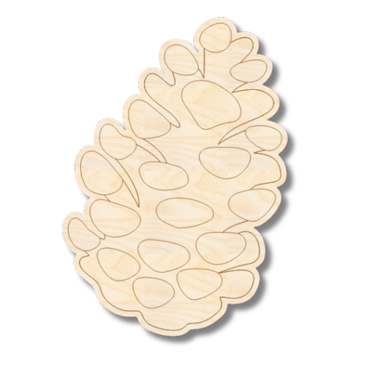 Unfinished Wood Etched Pinecone Shape | Paint By Line Crafts | up to 30" DIY