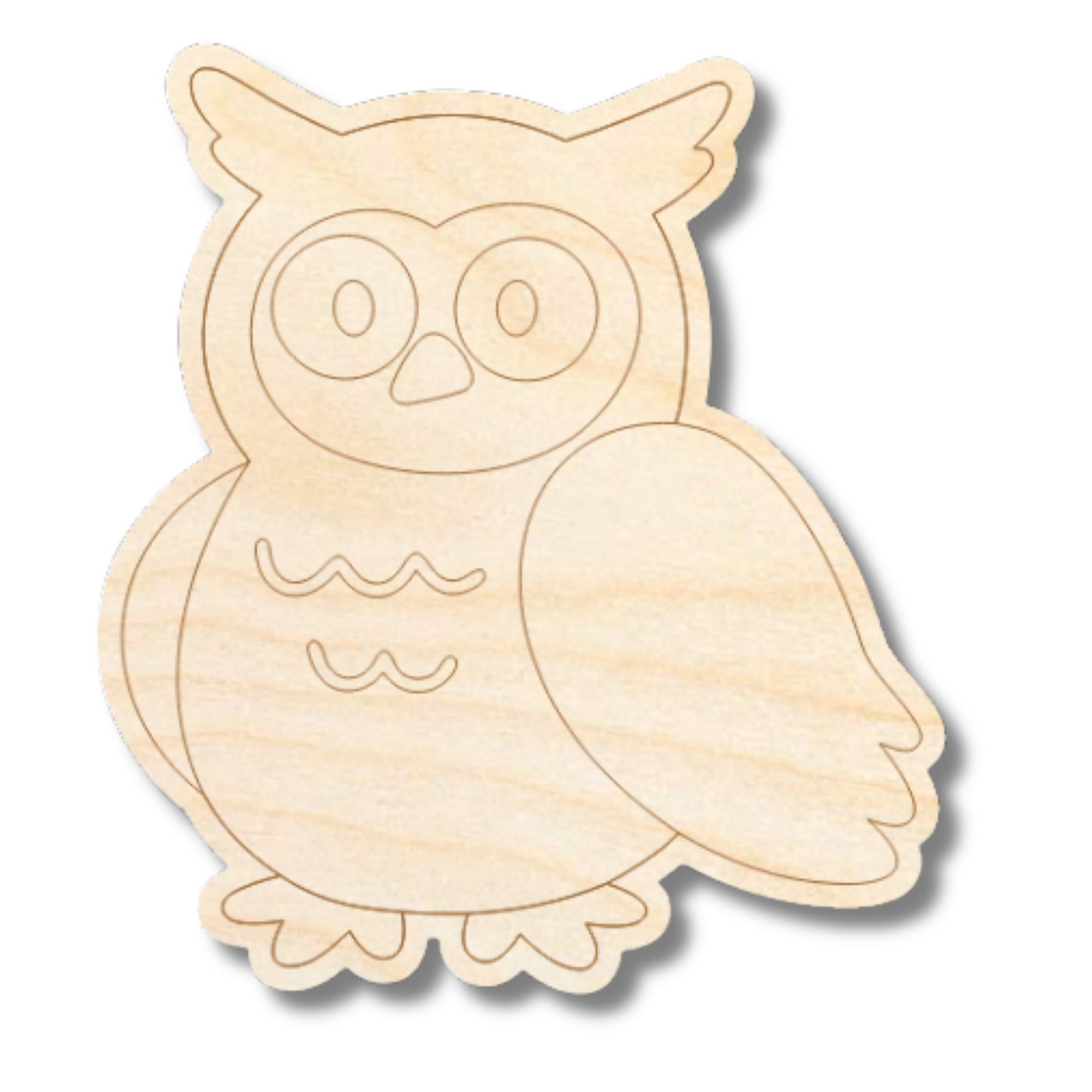 Unfinished Wood Etched Owl Shape | Paint By Line Crafts | up to 30" DIY