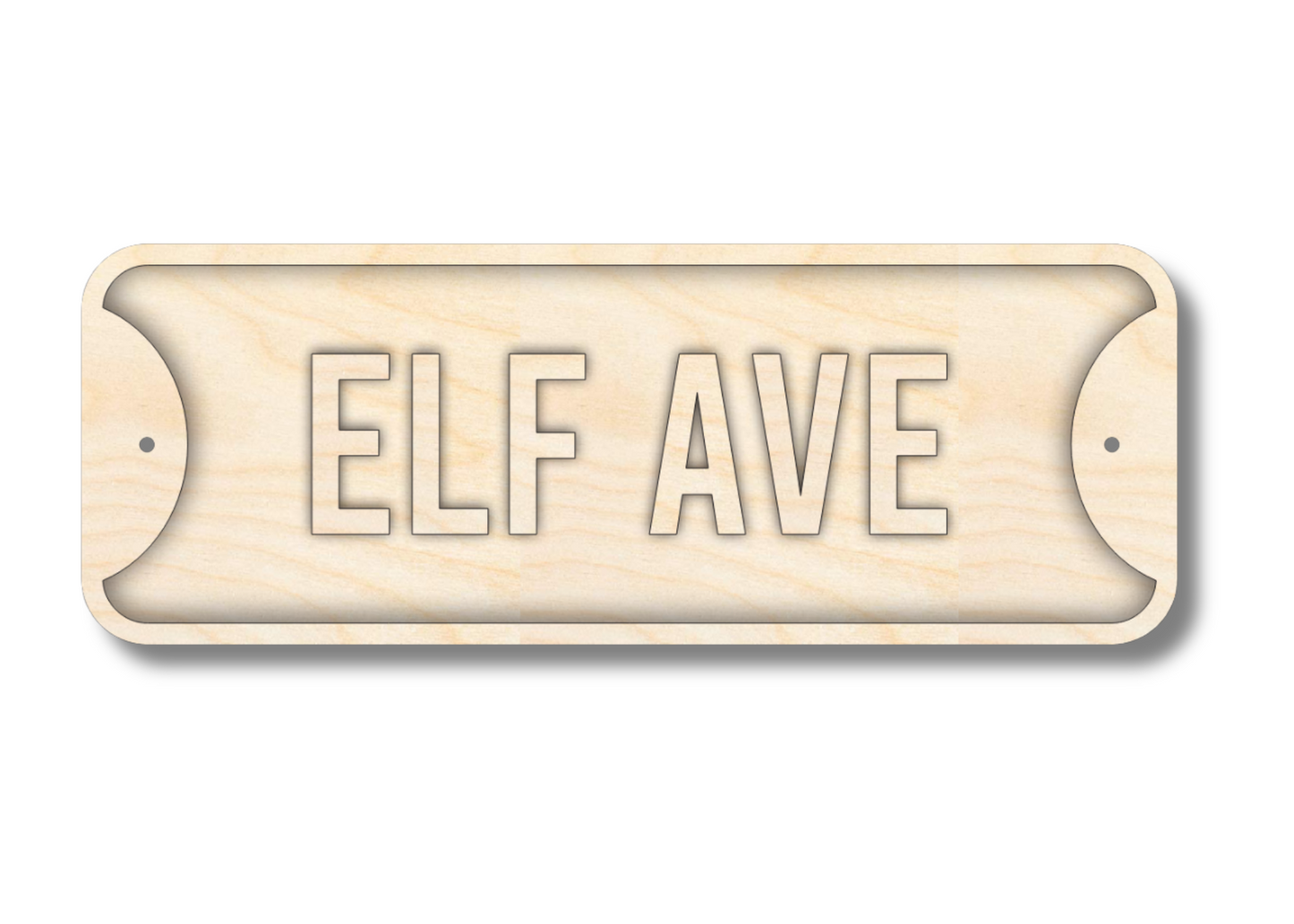 Unfinished Wood Elf Ave Street Sign | 3 Piece | Layered Street Sign | up to 46" DIY