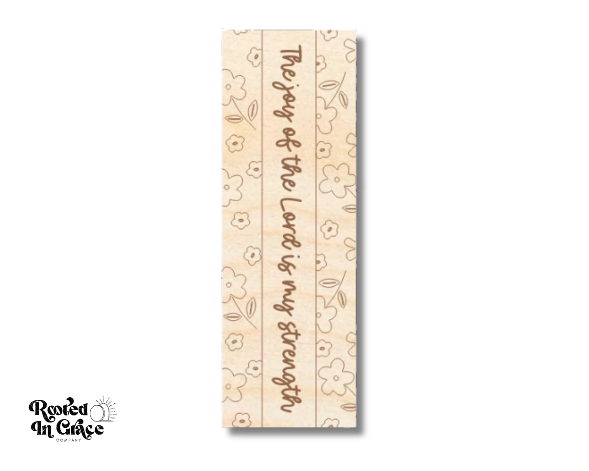 Unfinished Wood Floral Bookmark | Engraved | Rooted in Faith | up to 12" DIY