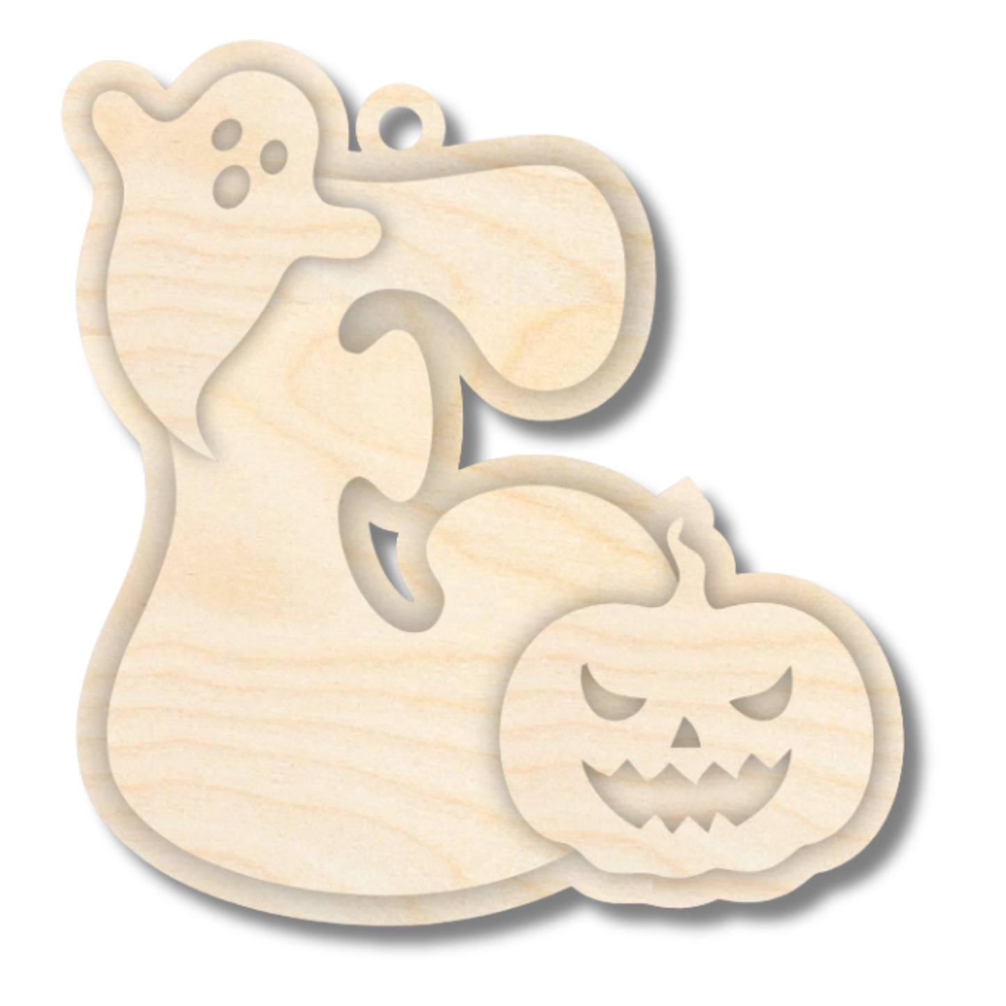 Unfinished Wood Layered Letter Halloween Ghost & Pumpkin Tags | A-Z | 4 Piece | 6" Tall | 1/8" Wood | Wood Craft DIY