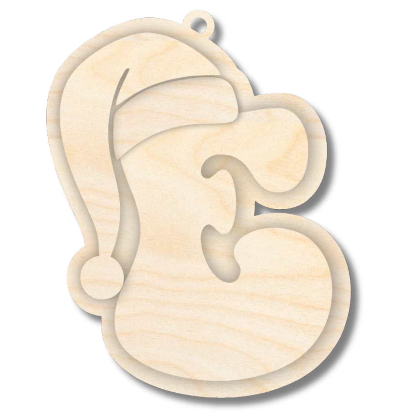Unfinished Wood Layered Letter Santa Hat Tags | A-Z | 4 Piece | 6" Tall | 1/8" Wood | Wood Craft DIY