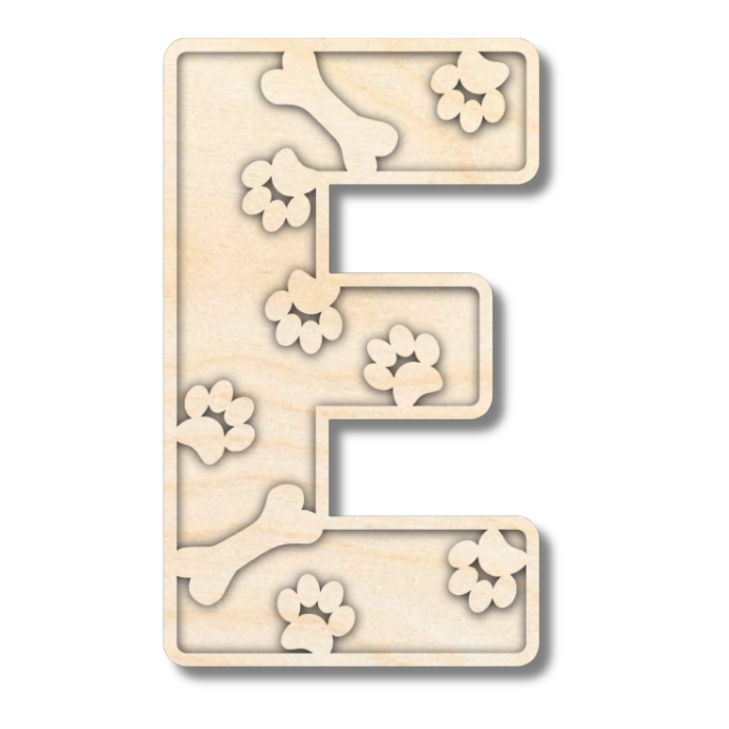 Unfinished Wood Layered Themed Letters | Paw Print | A-Z | 2 Piece | up to 24"