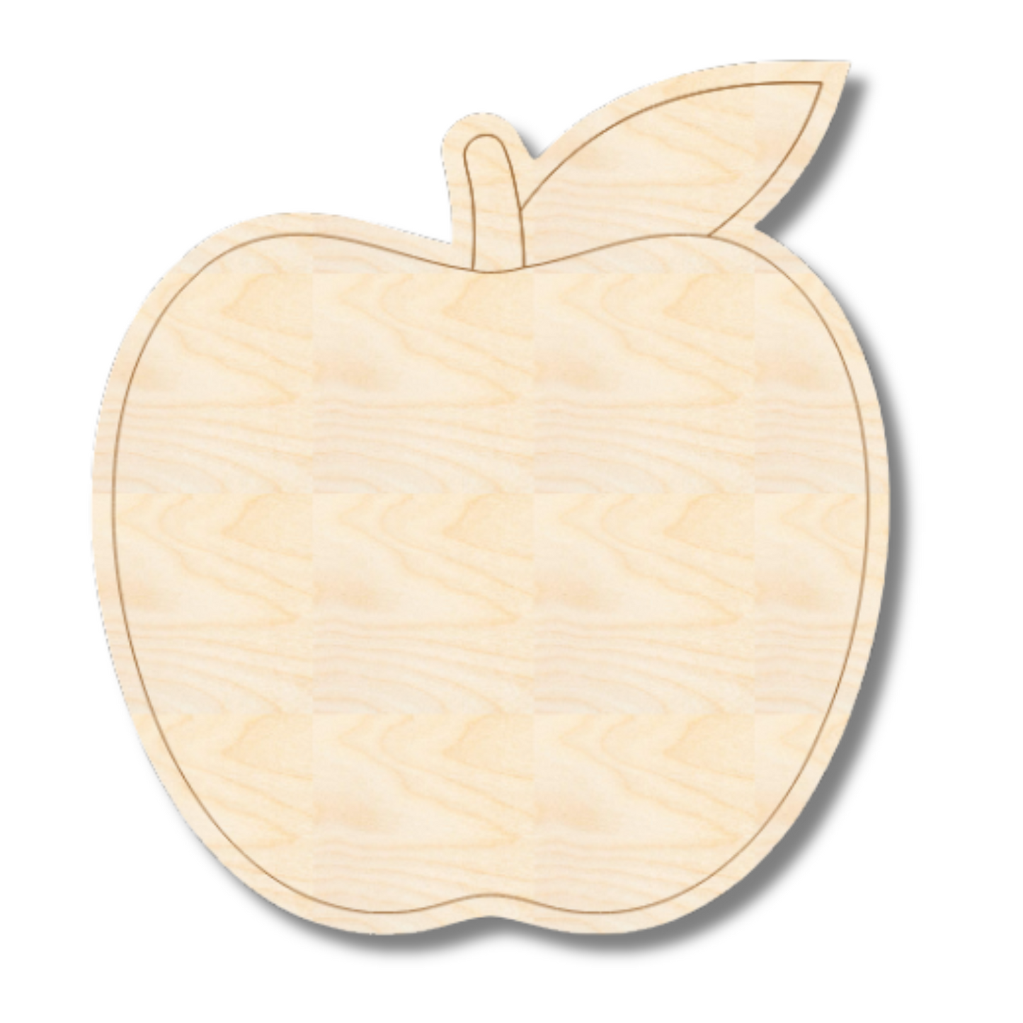 Unfinished Wood Etched Apple Shape | Paint By Line Crafts | up to 30" DIY