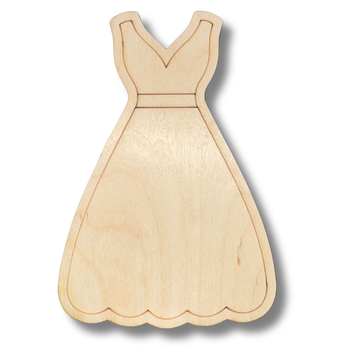 Unfinished Wood Etched Bridesmaid Dress Shape | Paint By Line Crafts | up to 30" DIY