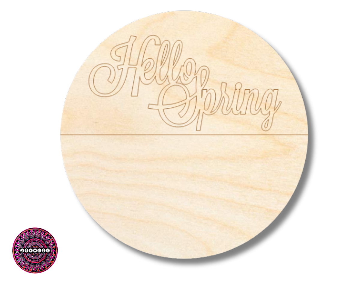 Unfinished Wood Etched Hello Spring Sign | JGrondz | Paint By Line Crafts | up to 30" DIY