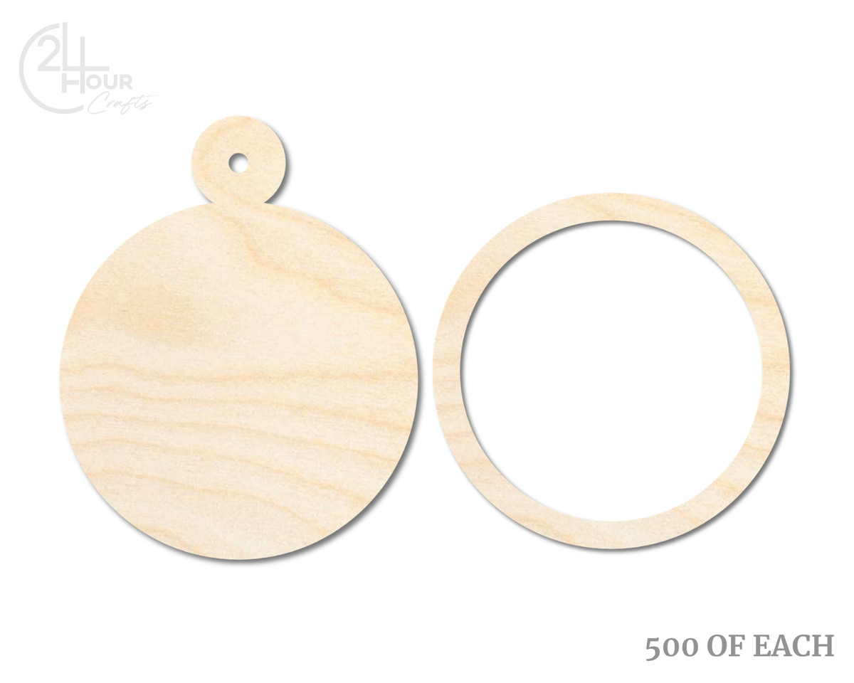 Unfinished Wood Layered Ornament Craft Blanks | Bulk 1000 Piece Pack | 2pc Layered Ornaments | 1/8" Thick Wood Cutouts | 4" or 5" DIY Craft Blanks | Wholesale Craft Supply