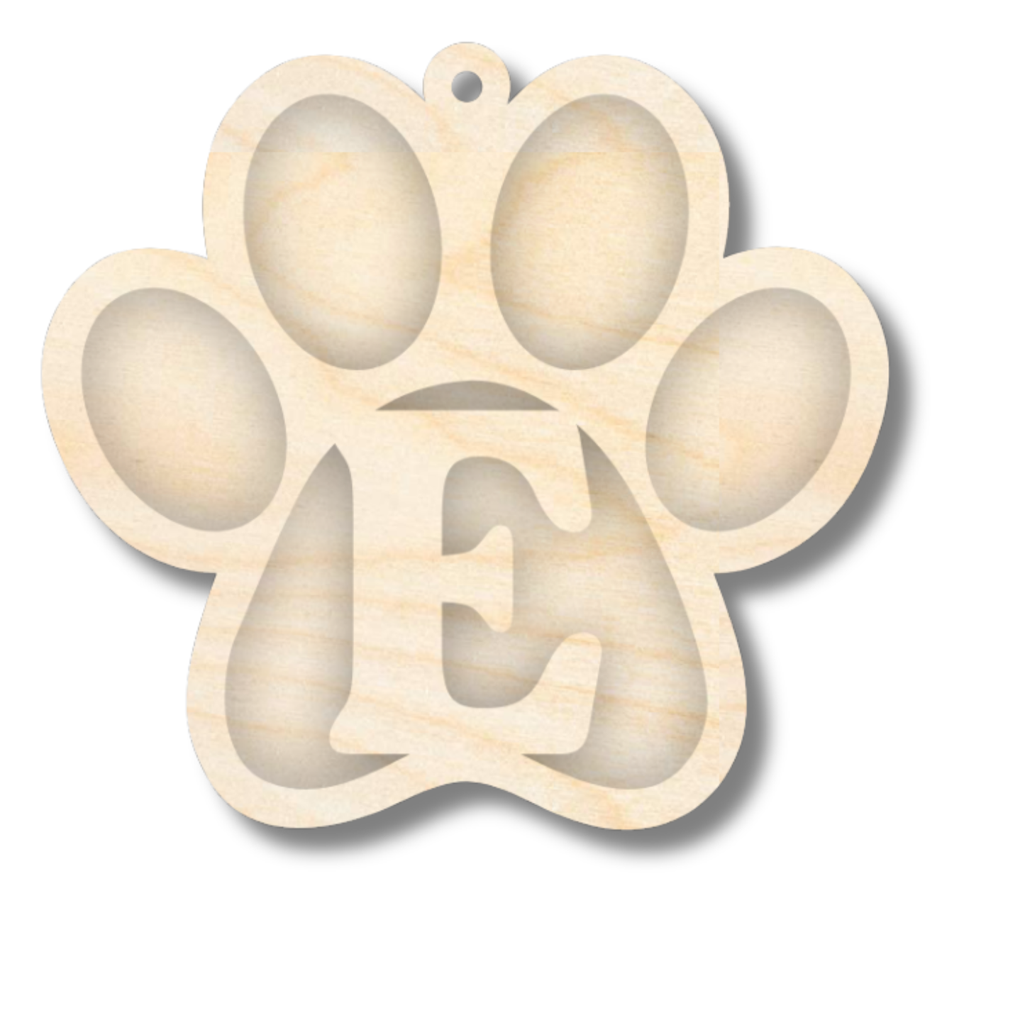 Unfinished Wood Layered Letter Paw Print Tags | A-Z | 2 Piece | 5" Wide | 1/8" Wood | Wood Craft DIY