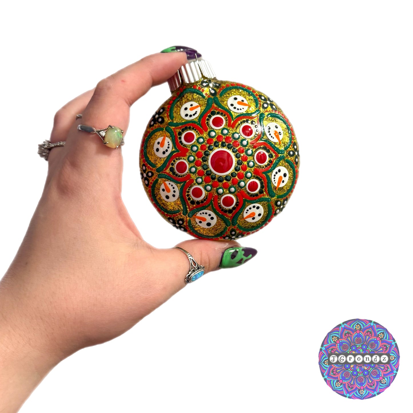 3” Snowman Mandala Glitter Ornament