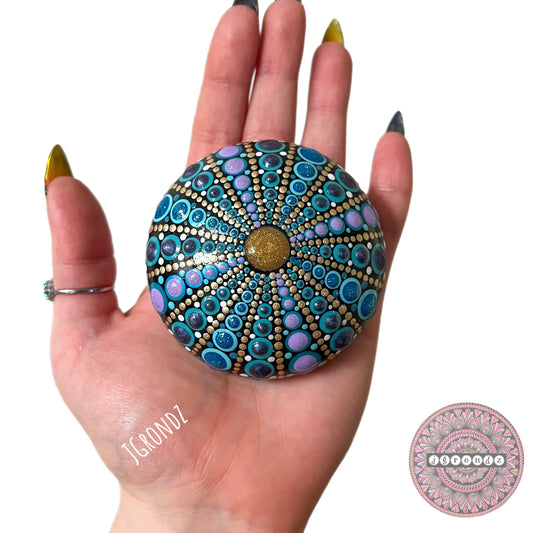 Sea Urchin Small Painted Mandala Stone