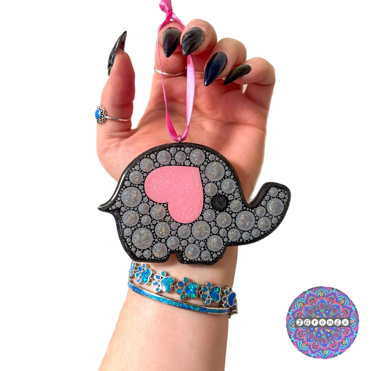 Valentines Elephant 4” Wood Ornament