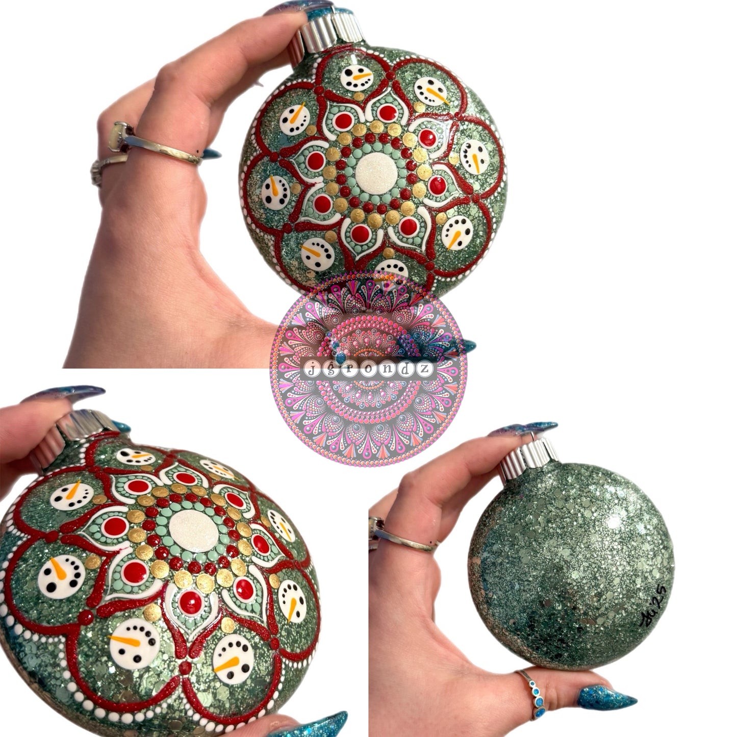 3” Snowman Mandala Glitter Ornament
