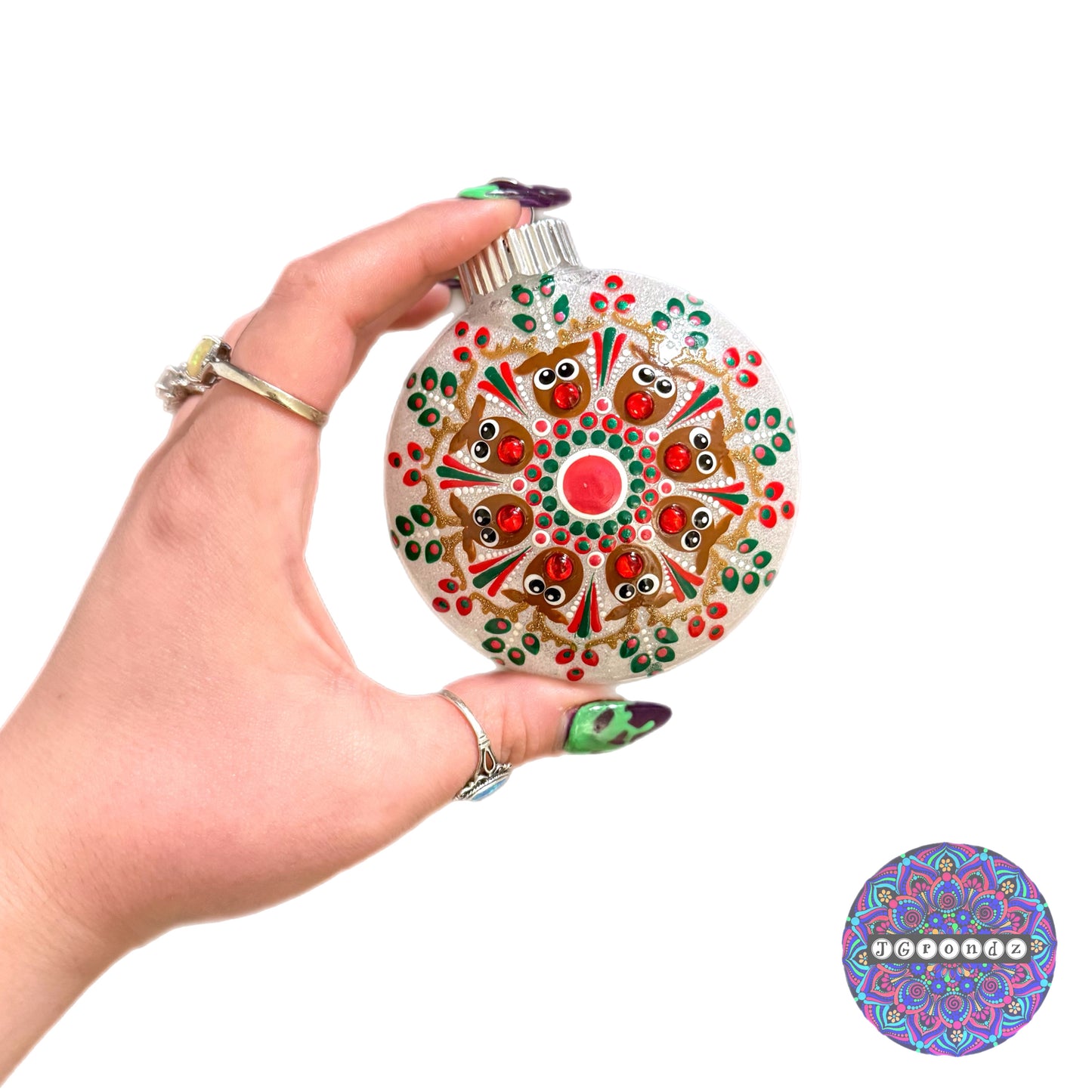 3” Rudolph Mandala Glitter Ornament