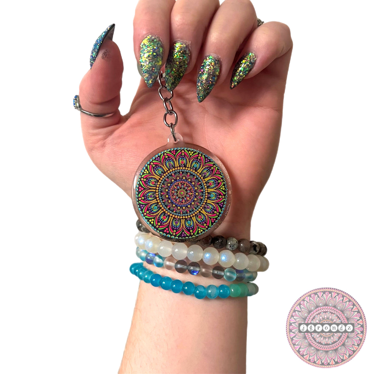 Double Sided acrylic/glitter epoxy printed keychain